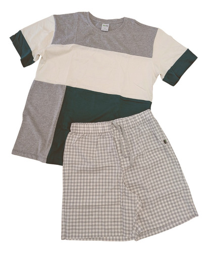 Pijama  Set  Conjunto  Para Hombre Camiseta Parches Y Short