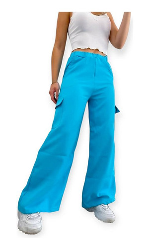 Pantalón Palazzo Oxford Cargo Colores Super Modernos