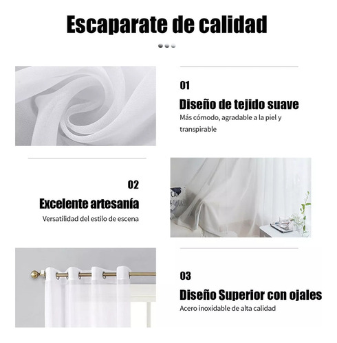 Wh Beige Traslucent Juego Cortinas Dobles Traslucidas