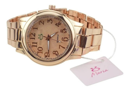 Relógio Feminino Aço Maria Analógico + Pulseira Rma118