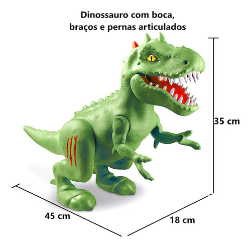 Tiranossauro Rex Boneco Dinossauro Verde Grande Na Caixa