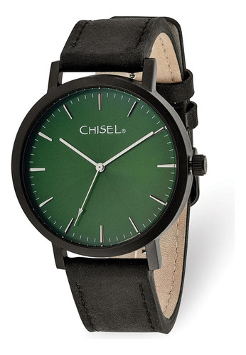 Reloj Cincel Negro Mate Con Esfera Verde Chapado En Ip