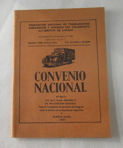 Antiguo Librillo 1971 Convenio Camioneros Y Trabajadores