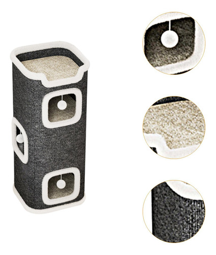 Casa Cuadrada Para Rascar Gatos, Protege Muebles, 3 Niveles