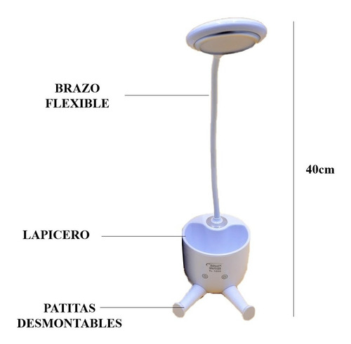 Lampara Escritorio Velador Led Recargable Flexible Mesa Luz