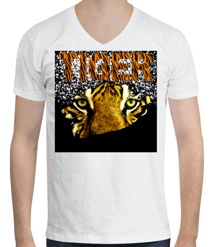 Playera Tiger - Tigre Mirada - Animal - Moda - Cuello V
