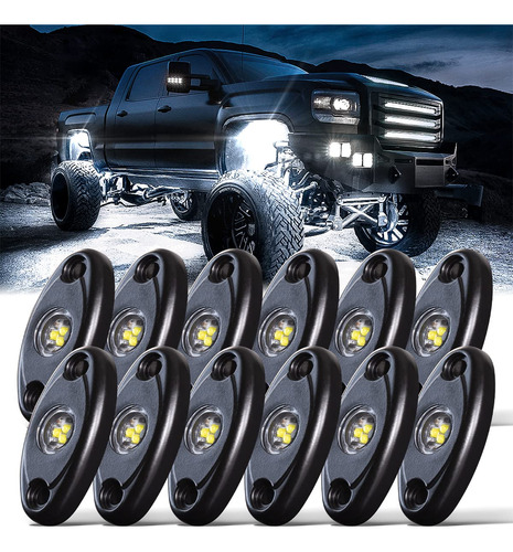 Ledmircy Led White Rock Lights 12pcs Para Jeep Off Road Truc