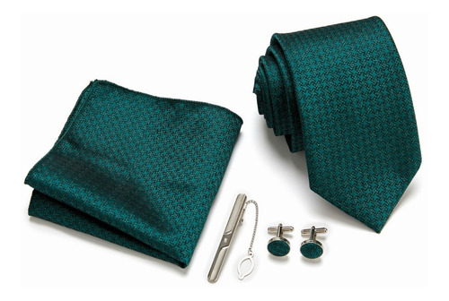 Corbatas Para Hombre Pañuelo Gemelos Pisacorbata De Color Verde