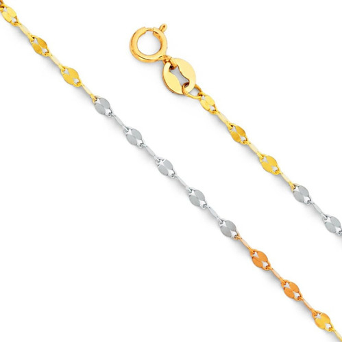 Cadena De Oro Italiano 10k, Grano De Café, 45 Cm,calibre 1mm Color Dorado Oscuro