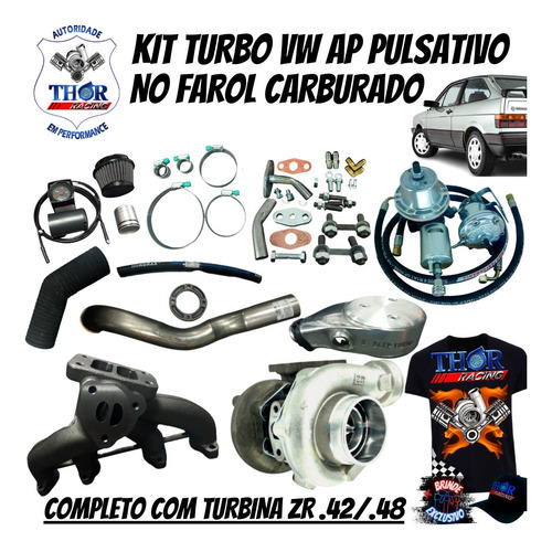 Kit Turbo Vw Ap Carburado Pulsativo No Farol Com Turbina