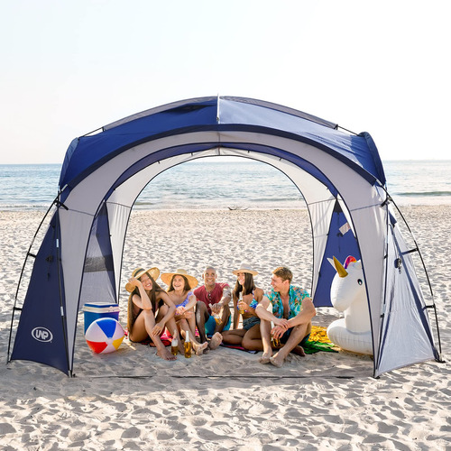 Unp - Carpa De Playa Desplegable De 12x12 Pies Con Protecci. Color Azul / Patchwork