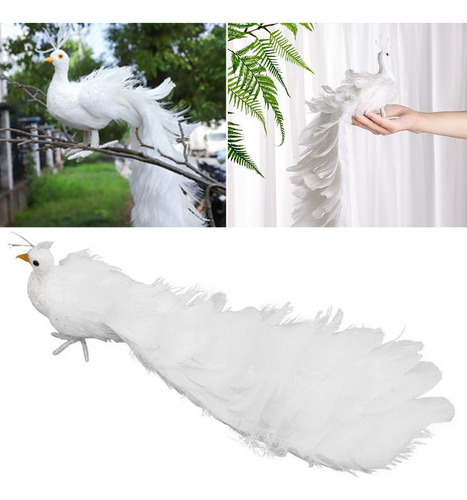 Colgante De Plumas Reales Blancas De Pavo Real De Simulación