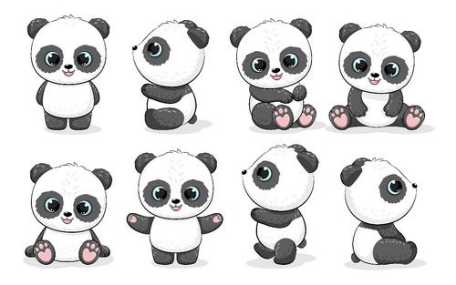 Clipart Oso Panda Colores Pasteles 1