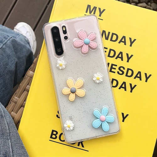 Imagen 5 de 9 de Funda Xiaomi Redmi Flores Margaritas 3d Brillo 360 + Mica 9h