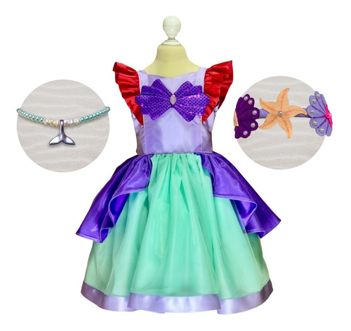 Vestido De Princesa Para Niñas - Disfraz La Sirenita Ariel 