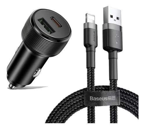 Cargador Auto Celular 3.0 Usb-c Pd Cable 3 Mts Para iPhone