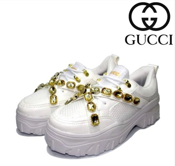 tenis com pedraria gucci branco