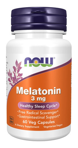 Now Foods, Melatonina, 3 mg, 180 cápsulas vegetais Sfn Flavor, sem sabor