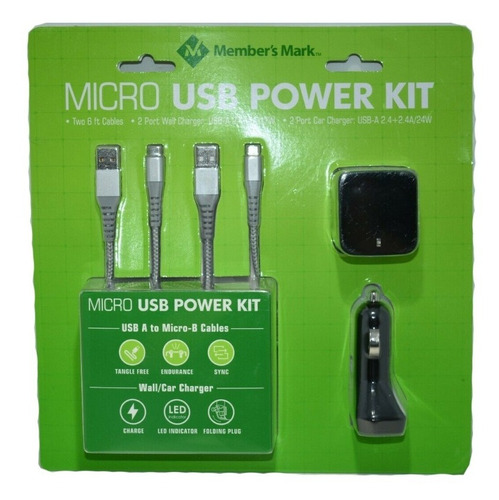 Micro Usb Power Kit - 2 Cables Tipo C + Dos Cargadores Nuevo