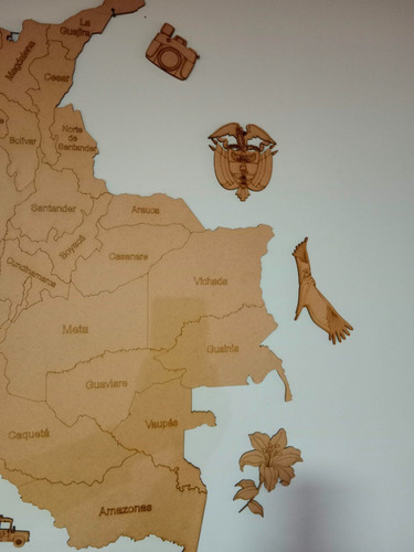 Imagen 5 de 5 de Mapa De Colombia 1 Mt De Altura, Mdf De 2,5mm