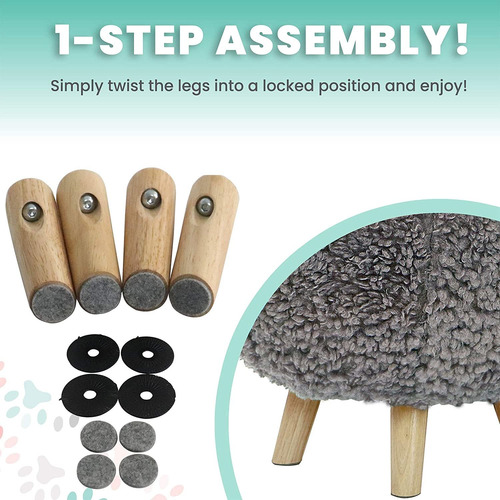 Critter Sitters Puf Otomano De Felpa Gris Con 4 Patas D...
