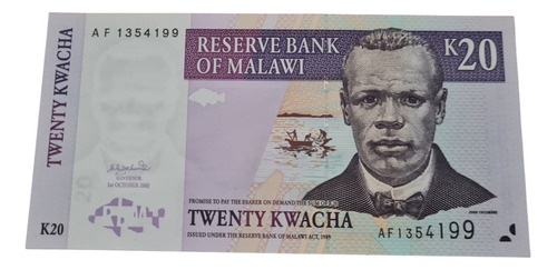 Billetes Mundales : Malawi 20 Kwacha  Año 2001 Nuevo Africa