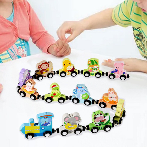 Juego De Trenes De Madera, Vehículos, Juguetes De Zodíaco