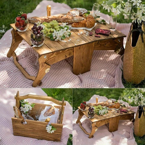Mesa Plegable 2 En 1 Vesly, Cesta De Picnic Fácil De Instala