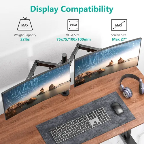 Soporte De Escritorio Para Dos Monitores Wali M002 Para 2 Mo
