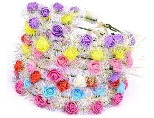 10 Coronas Diademas De Flores Con Luz Led, Tiaras Luminosas