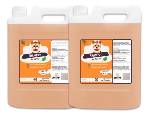 Pack 2 Shampoo De Matico Orgánico 5 Lts P/ Perros & Mascotas