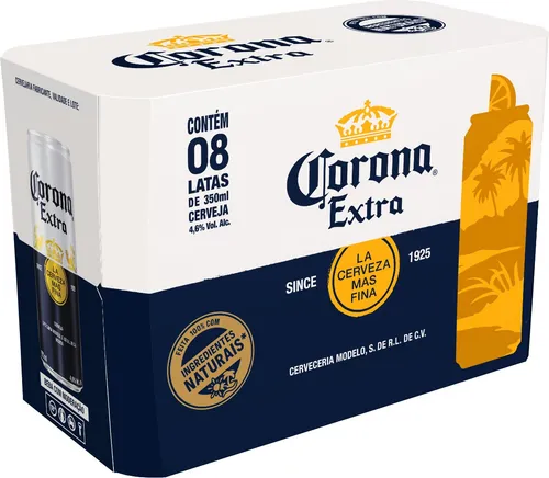 Cerveja Corona Extra Lata 350ml - Pack 8 Unidades