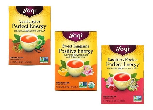 3 Cajas De Té Yogi Tea, Energía Perfecta Y Positiva 