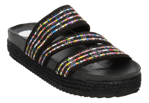 Sandalias Dama Berlín Negro Casual Slideon Suela 3cm Mujer