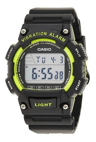 Reloj Casio Youth Sport Digital Original Hombre Time Square Color De La Correa Verde Lima Color Del Fondo Negro