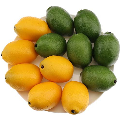 12 Piezas De Limones Artificiales Amarillos Y Verdes, S...