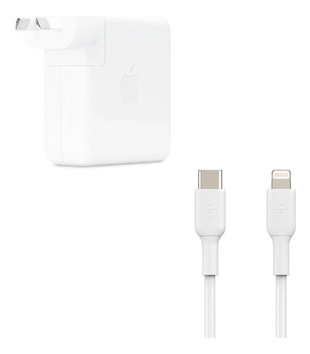 Cargador Apple Usb-c 61w + Cable Belkin 1m Usb-c A Lightning
