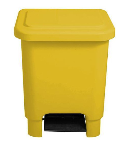 Lixeira Plástica Retangular Com Pedal 15 Litros - Amarelo