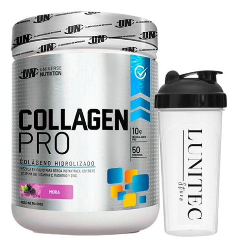 Colágeno Universe Nutrition Collagen Pro 500g Mora +shaker