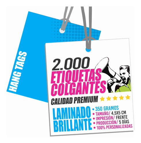 Etiquetas Colgantes Laminado Brillo Hang Tags Personalizadas