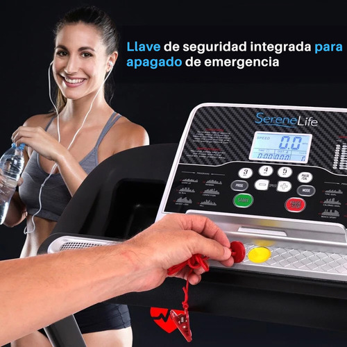 Caminadora Inclinación Manual Serenelife SLFTRD26BT 127V Negro