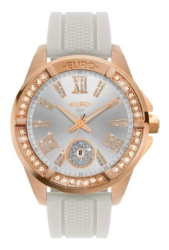 Relógio Feminino Euro Analogico Eu2115as/5k - Rosé Cor da correia Branco Cor do fundo Prata