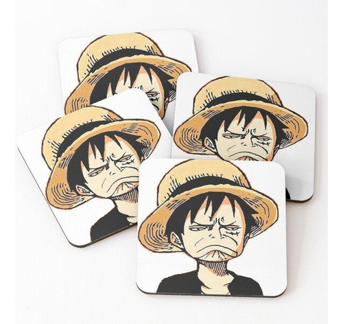 Set Posavasos Luffy Caricatura Enfadado Calidad Premium