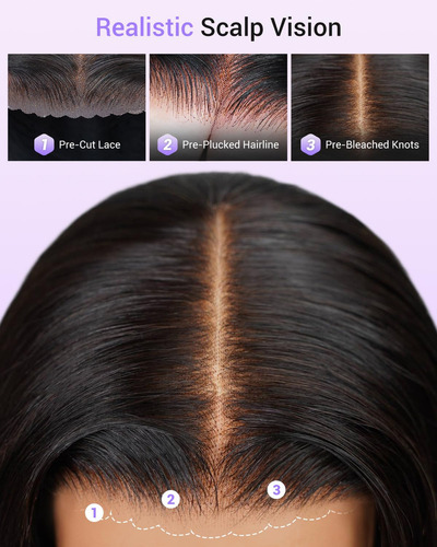 Flybao Peluca De Cabello Humano 6x6 Pulgadas 210%