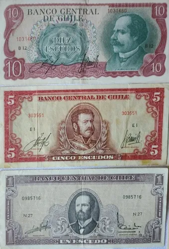 7 Billetes Chile Surtido F A Xf (bb80 (Usado)