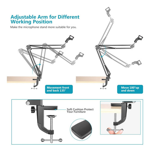 Soporte Brazo Microfono Condensador Para Grabación Estudio