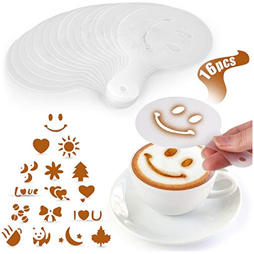 Plantillas De Plástico Zulay Para Latte Art, Paquete De 16