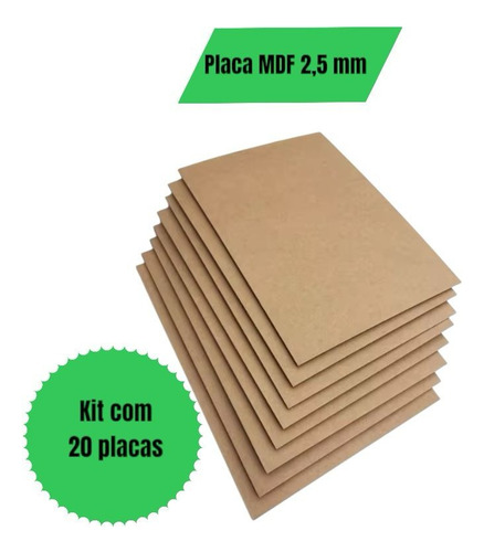 Placa Mdf Cru 20x20 Chapas 2,5mm 20 Uni Artesanato Quadros