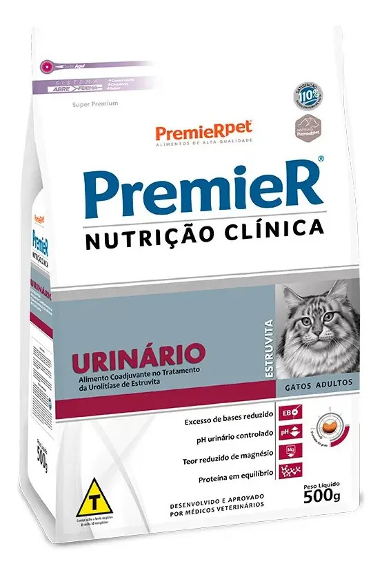 Ração Premier Nutrição Clínica Urinário Estruvita Gatos Adultos 500g