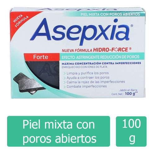 Asepxia Forte Caja Con Barra 100 G Jabón De Tocador